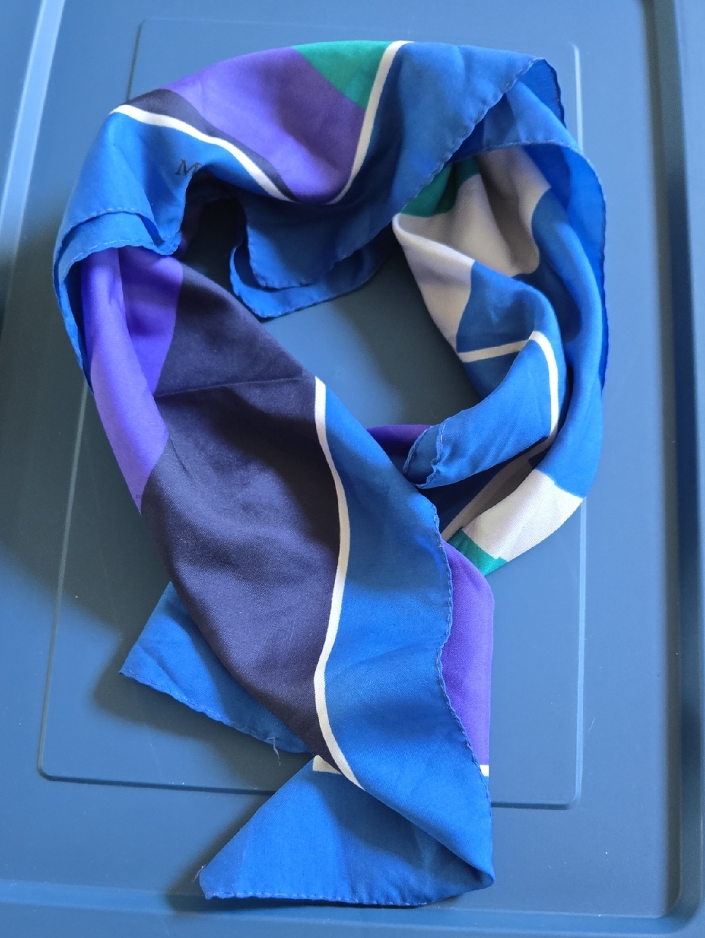 VINTAGE Marc Laury Paris Geometric Silk Scarf | Hand-Stitched Hem (BIN 008)